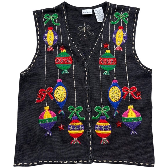 Bobbie Brooks Sweaters - Vintage Bobby Brooks Christmas Sweater Vest Womens L Beaded 90s
